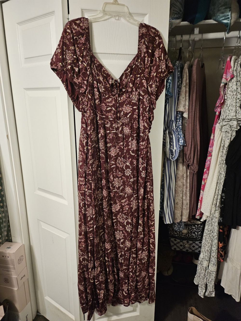 Lane Bryant Burgundy Floral Maxi Dress